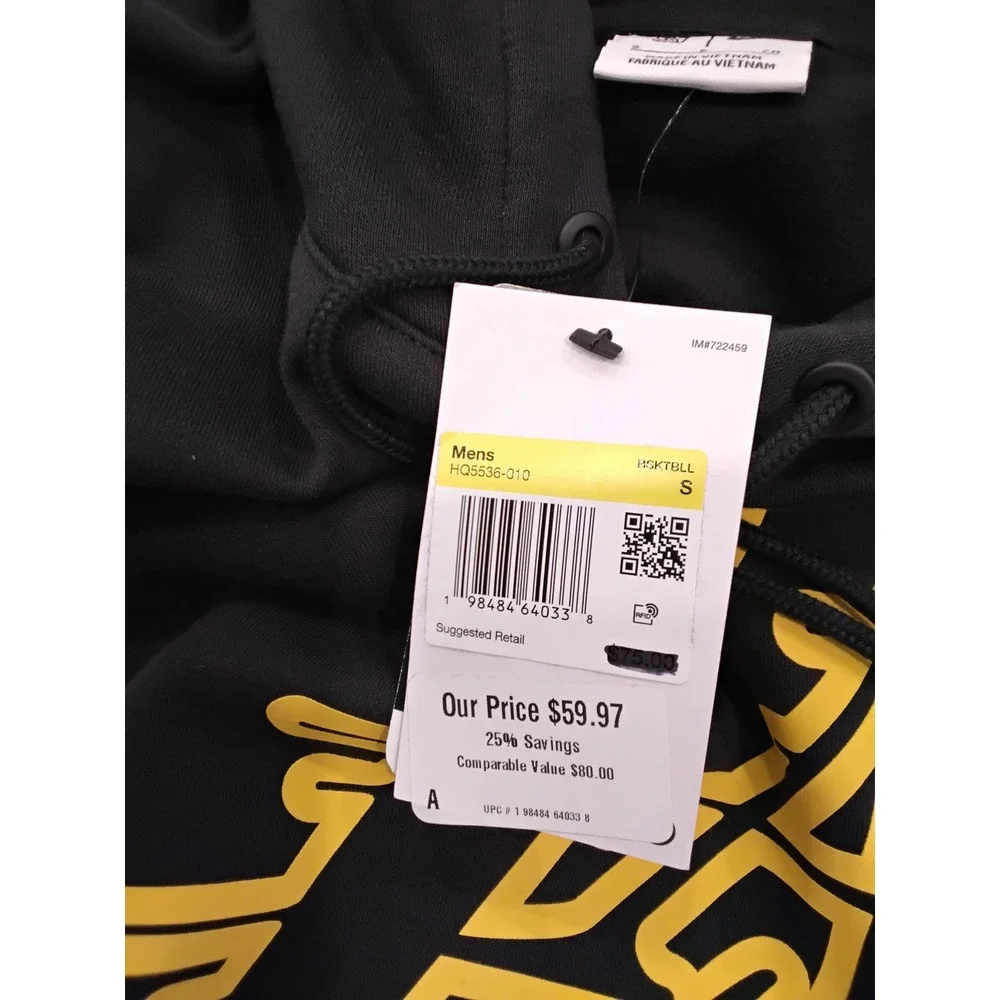 Nike NBA Los Angeles Lakers City Edition Black Hoodie Mens Small HQ5536-010